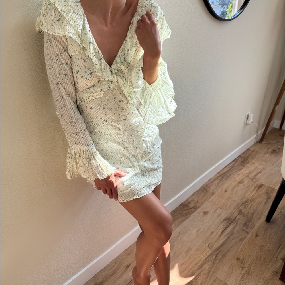 Free People Ruffled Floral Long Sleeve Dress